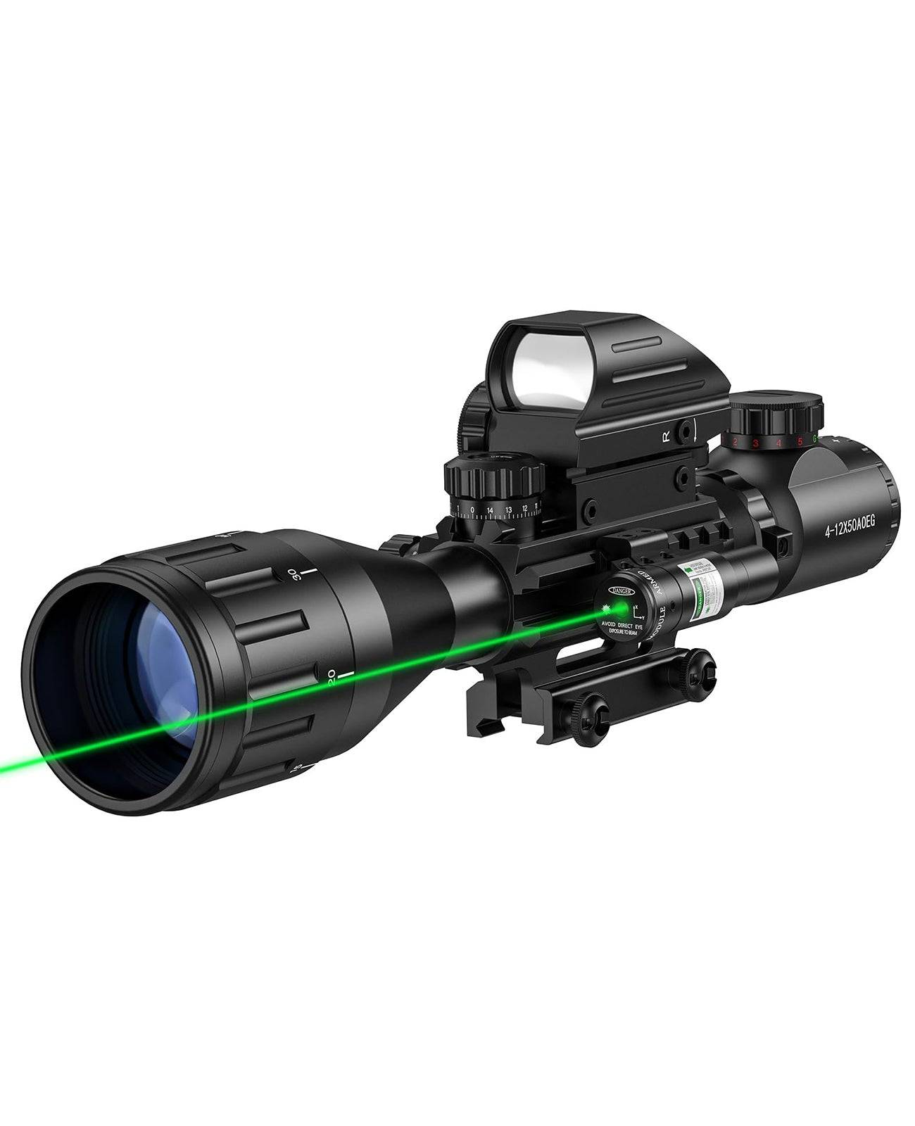 EZshoot Red/Green 4-12 & 4-16x50AO Rifle Scope Combo