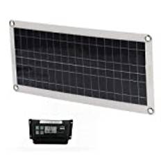 Solpanel, 30W 30A 12V 24V Polykristallin Silikon Solpanelsats, Lättviktsbärbar Solpanel med Styrenhet för Husbil, Husbil, Skjul, Husvagn, Båt, Marin, Släp