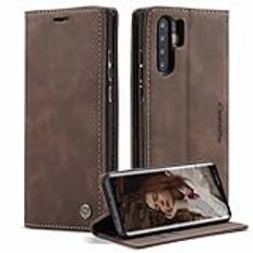 Cracedily Skal för Huawei P30 Pro Case, Läderfodral Plånbok Skal, [TPU-skal] [Kortplatser] [Kickstand] stöttåligt folio flipfodral Wallet Leather Cover för Huawei P30 Pro, Brun