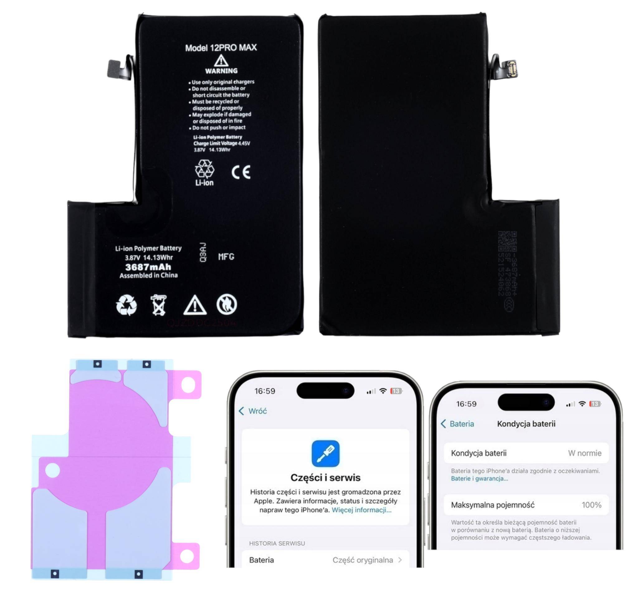 Bateria Do Iphone 12 Pro Max Bez Komunikatu Crack Bms 4323 Mah + Wklejka