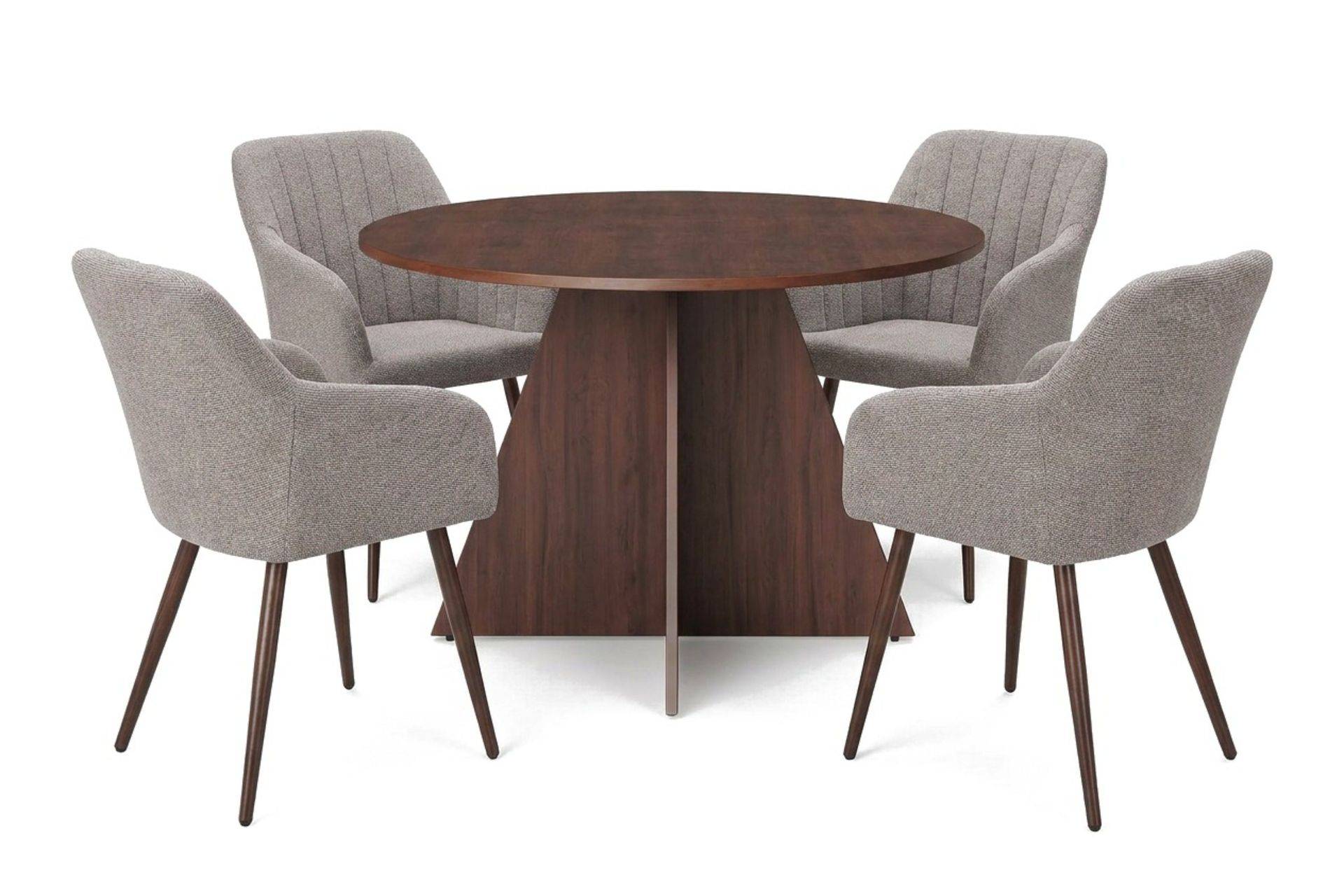 Vera Matgrupp runt 110 cm Valnöt med 4 Filippa Matstolar - Brun Bark