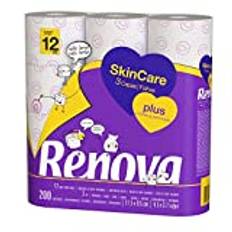 Renova - Toalettpapper Skin Care Plus, dekorerat, parfymerat – 12 rullar (WC-papper)