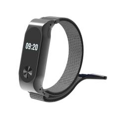 Xiaomi Mi Band 2 erstatnings-urrem i nylon med velkro lås - Grå/Sort