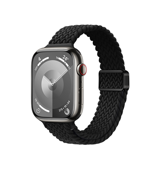 Apple Watch (38/40/SE/41/42mm) - Thin Woven Magnetisk Flettet Rem - Sort