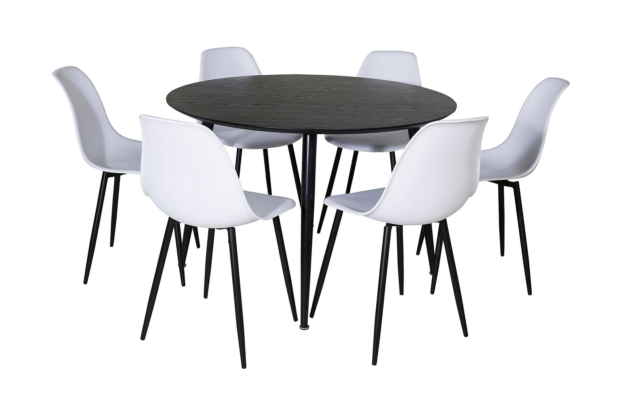 Venture Home Balisa Matgrupp 115 cm Rund inkl 6 Ypas Stolar - Svart/Vit Matgrupp & matbord med stolar