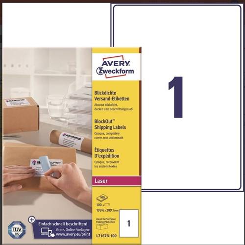 Avery QuickPEEL and Block Out laseretiketter A4 100ark pr. pakke..