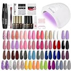 ROSALIND UV Nagellack Set med 48W UV-lampa, 35 färger Nagelgel Start Set UV Gel Nagellack Vit Svart Grå Nagel Start Set Manikyr Set