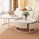 LefeDa Modernt Cirkel Soffbord 31,5" Vitt - Set 2 Runda Soffbord Vardagsrum Bondgård Enkel Montering För Vardagsrum Sovrum Kontor (70cm/27.5)