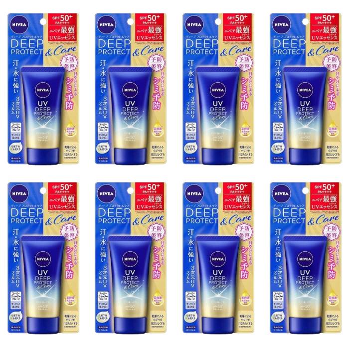 NIVEA Japan - UV Deep Protect & Care Essence SPF50+ PA++++ - 50g (8ea) Set - black