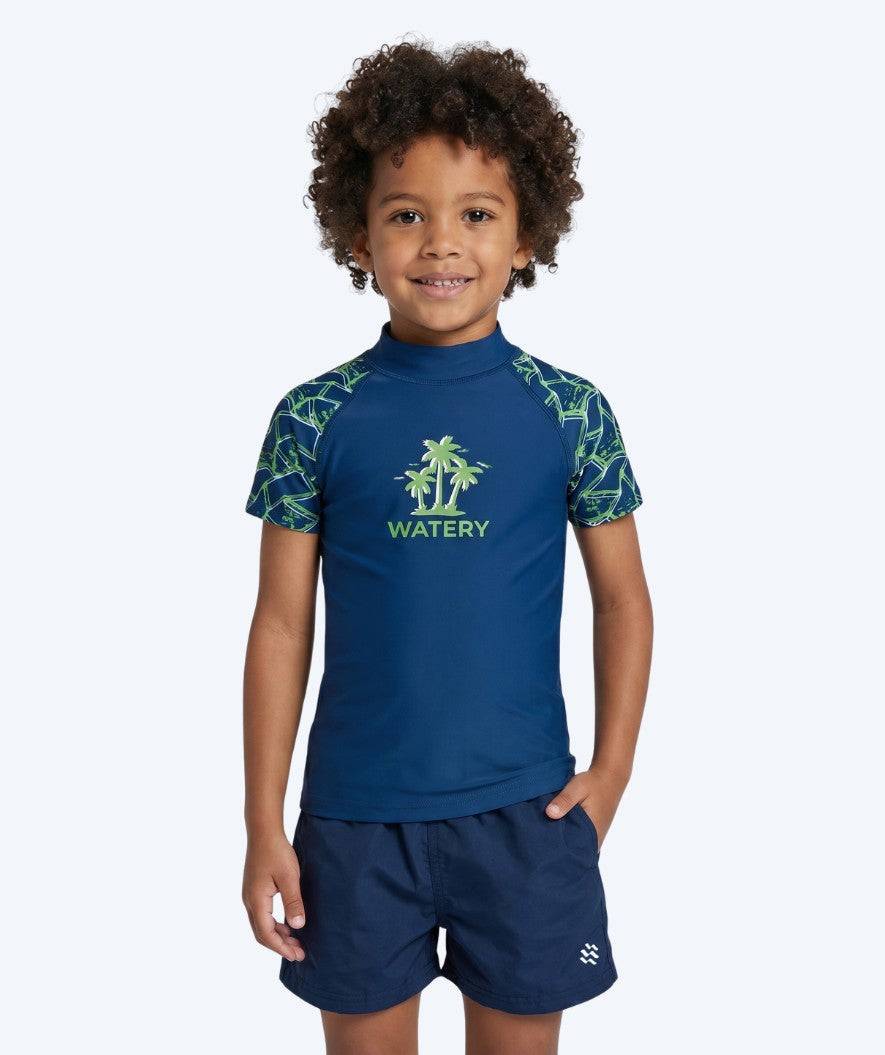 Watery UV tröja för barn - Katsu Kortärmad Rashguard - Grön/mörkblå