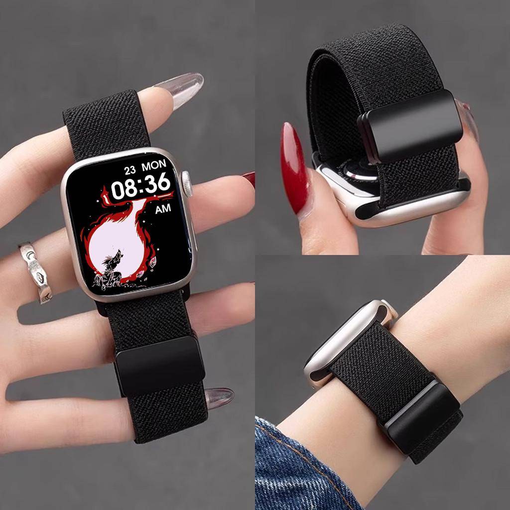 Magnetiskt band För Apple Watch-band 11 42mm 46mm 44mm 40mm 41mm 45mm 49mm Elastiskt armband iwatch Series ultra 3 2 9 8 se 3 10 black