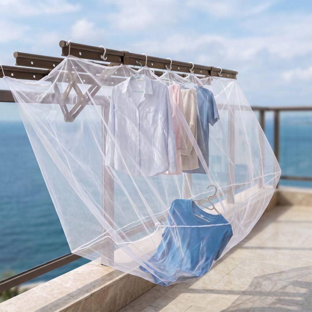 Windproof Clothesline Protection Net Anti-drop Clothes Drying Rack Pocket  Household vit