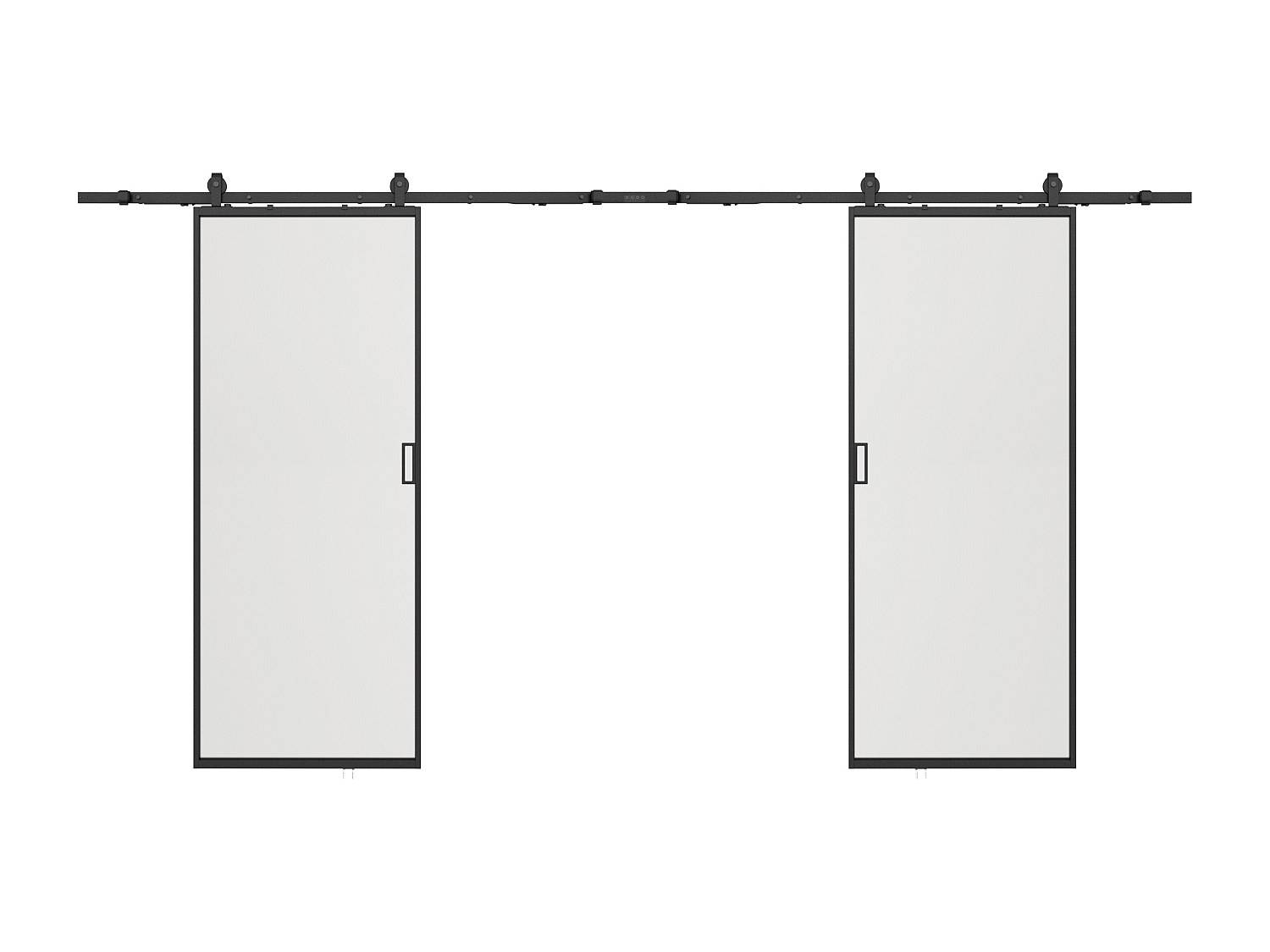 Dubbel skjutdörr med utanpåliggande system - aluminium och frostat härdat glas - 2 x H205 x L83 cm - LINCI II