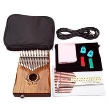 Muspor 17 tangenter eq kalimba mbira calimba solid akacia tumme pianolänk högtalare elektrisk pickup med väska + 3m kabel musikal