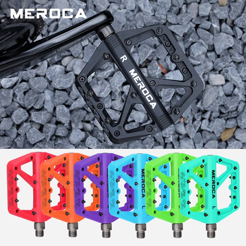MEROCA nylon mtb pedals sealed bearing Wide mtb platform pedals Ultralight blue red purple green orange pink bike paedals for XC