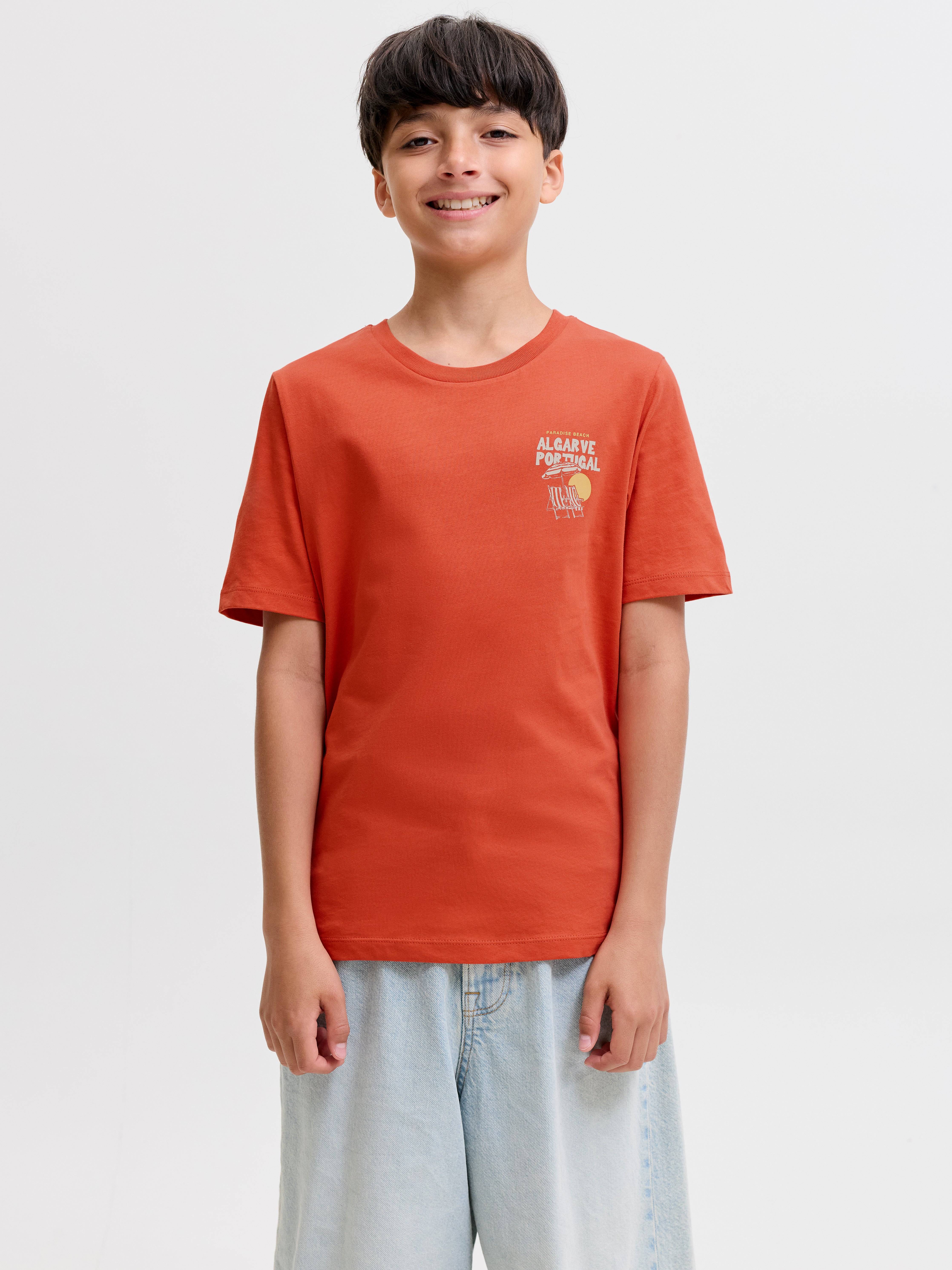 Baktryck T-shirt Boys - Röd - 152