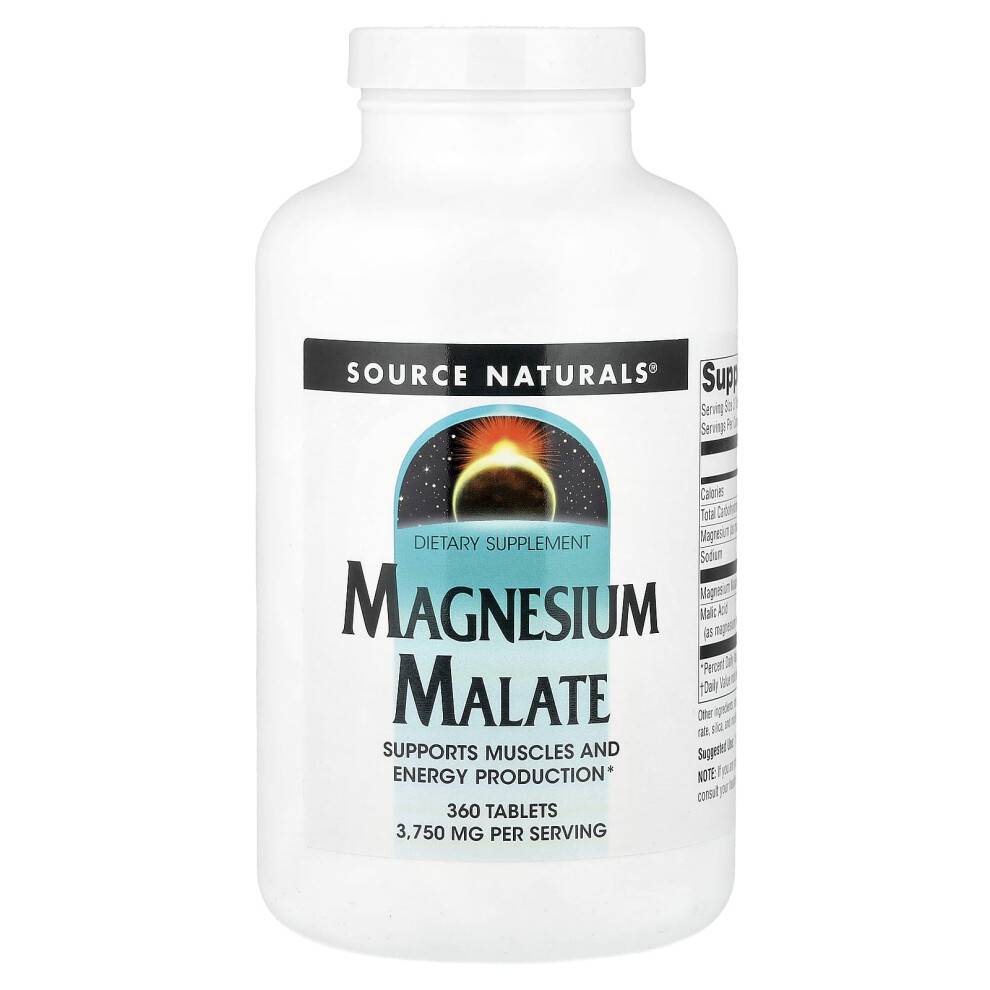 Source Naturals, Magnesium Malate, 360 Tabletter (1.250 mg per Tablet)