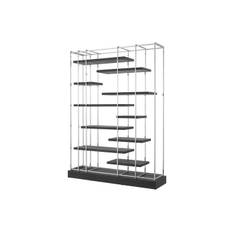 Ward bokhylla charcoal nickel - Silver / Brun (L 166 x B 45 x H 222 cm)