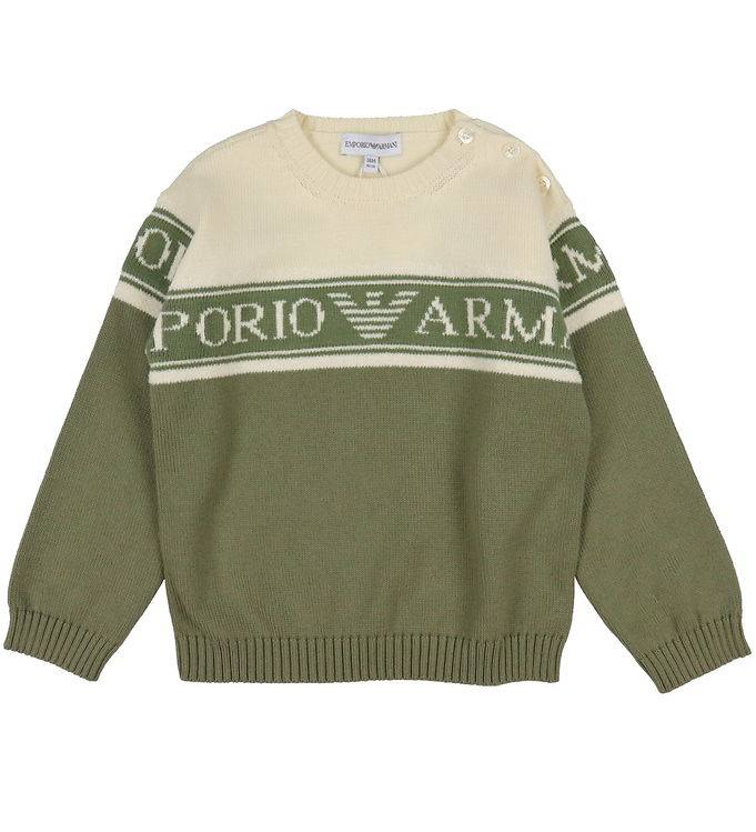 Emporio Armani Tröja - Stickad - Fantasia Verde m. Vit - Emporio Armani - 9 mån - Tröja