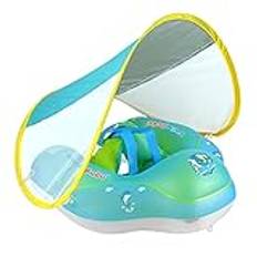 Baby simning ring floats med säkerhetssäte, pool float ring nyast med avtagbart solskyddsbutik, den uppgraderade versionen är säker och säker-grön,S