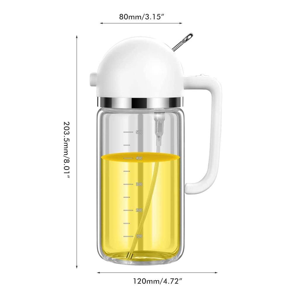 2 i 1 Glas Oljespruta Olivoljedispenser Presstyp Dispenser för Matlagning Kök Grill