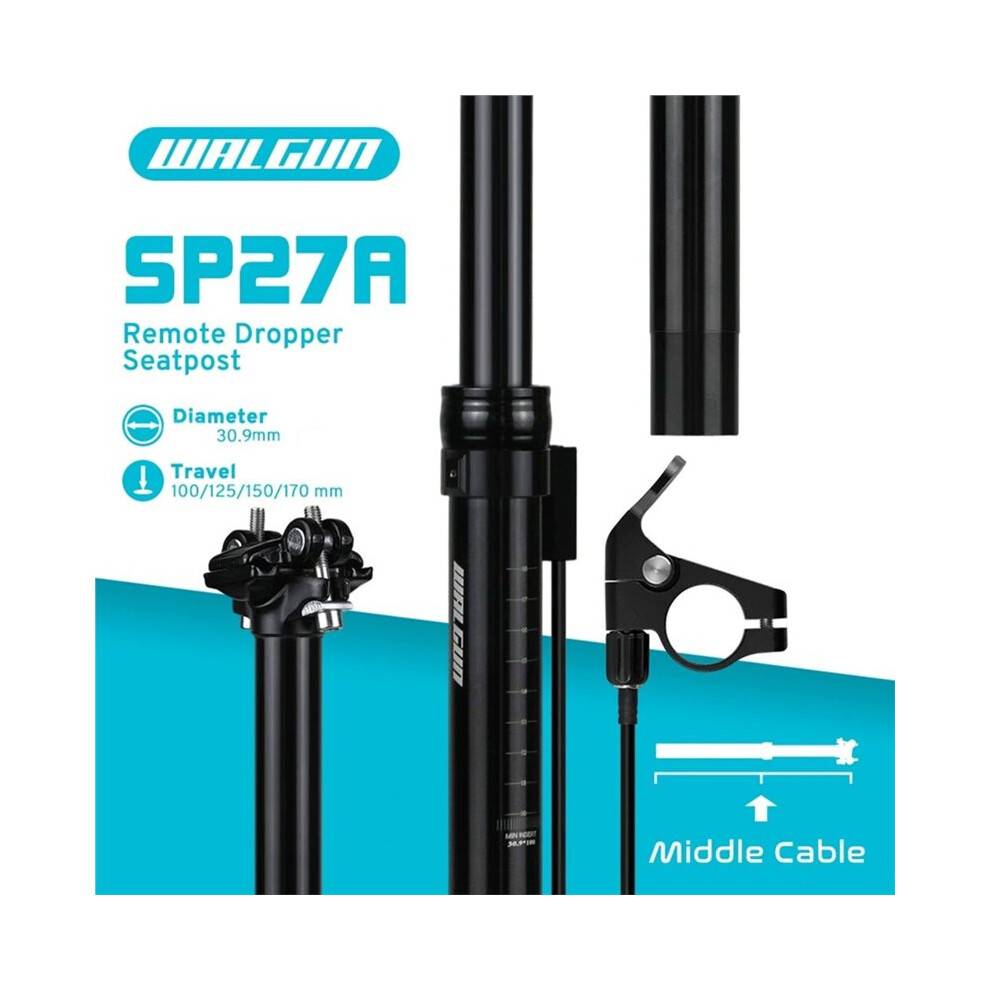 WALGUN SP27A Bicycle Dropper Post for MTB Diameter 30.9 mm Remote Control Bike Telescopic Hydraulic Seatpost 100mm