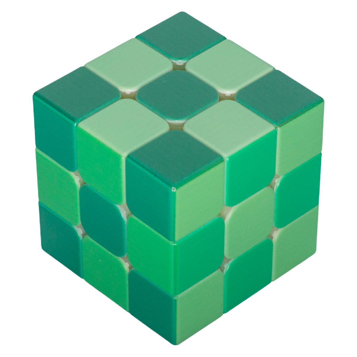 Calvin's Puzzle Green Gradient 3x3 Cube Stickerless - 6 Different Green Shades - Rubiks Kub