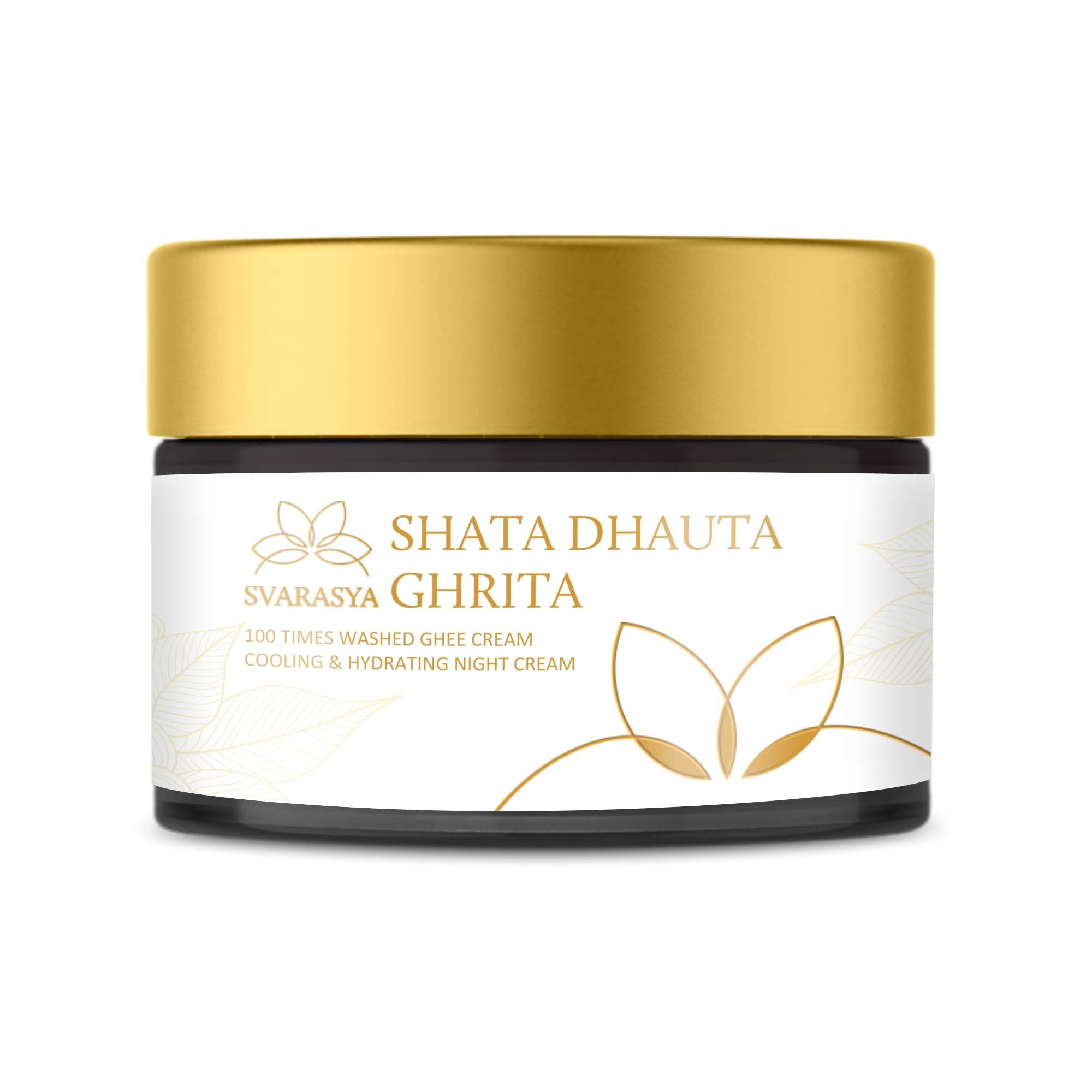 Svarasya Shata Dhauta Ghrita - Naturlig Desi Ghee Anti-Aging Nattkräm för Kvinnor & Män (100 gånger tvättat Ghee) | Jämn Hudglöd, Närande & Fukt beige