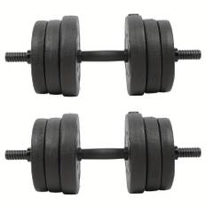 TEMU Adjustable 2-in-1 Dumbbell Set With Connecting Rod - 20kg Gym Weights, Space-saving Design & Anti-slip For Strength Training, Full-body Workout (black, Western Europe)