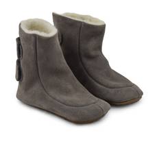 PomPom - Wool velcro booty - Grey