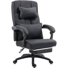 Dowinx Chefsstol, kontorsstol, ergonomisk med fotstöd, justerbar ländryggsstöd, nackstöd, ergonomisk kontorsstol, tyg, snurrstol, datorstol med högt ryggstöd, kontorsstol 150 kg (svart)