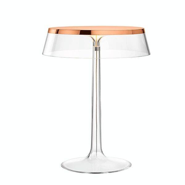 Bon Jour Bordlampe Kobber Krop og Transparent Skærm.