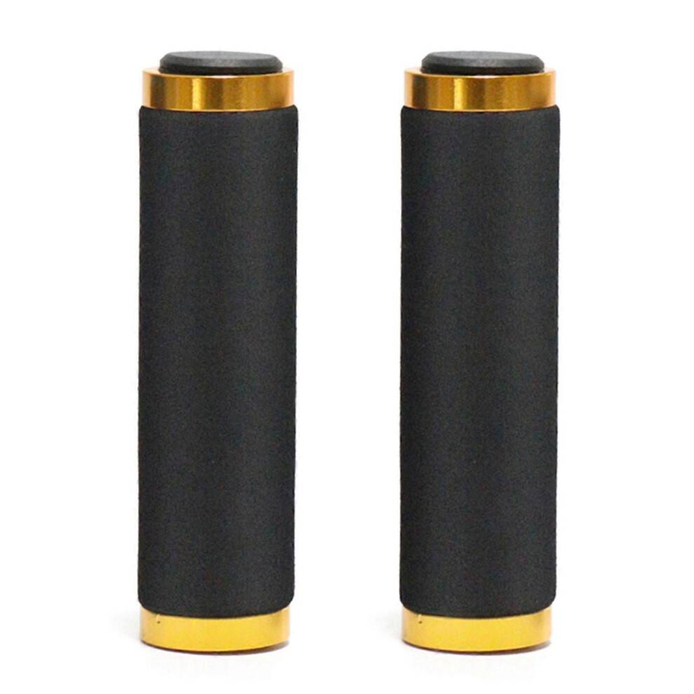(Golden) 1 Pair Handlebar Grips Double Lock-in Thicken Sponge Shock Absorption Handle Grips Bike Part