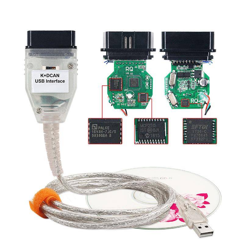 Bästsäljande För BMW K DCAN OBD2 Förlängningskabel 20-pins till 16-pins Diagnostikanslutningar För BMW IN-PA K D CAN Switch USB FT232RL Chip