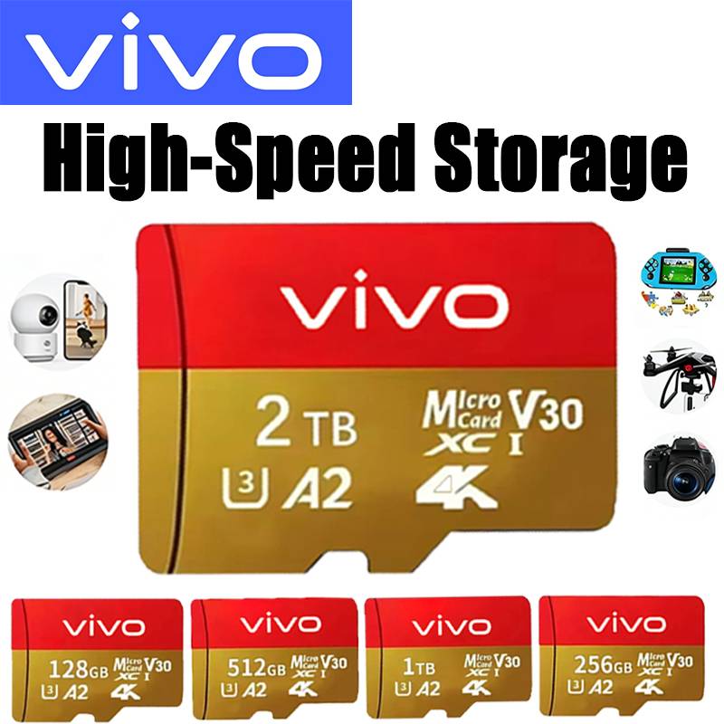 VIVO Micro SD Card High Speed SD Memory Card 128GB 256GB 512GB 1TB 2TB Micro SD U3 V30 TF Flash Card for Phone Camera Devices