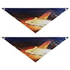 2-pack hundbandanas husdjur bandana scarf tryckknapp triangel haklappar sjalett set husdjur semestertillbehör dekor för små till stora valpar hundar katter, liten elgitarr omgivna belysningar