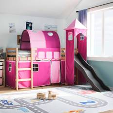 vidaXL højseng med tårn 90x190 cm massivt fyrretræ pink