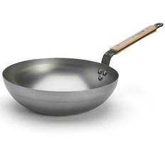 Wok MINERAL B BOIS 28 cm, sølv, stål, de Buyer