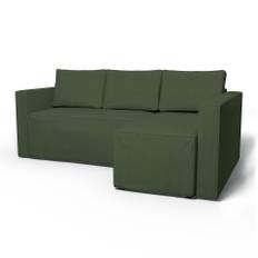 IKEA - Månstad Sofa Bed with Right Chaise Cover, Moss, Linen - Bemz