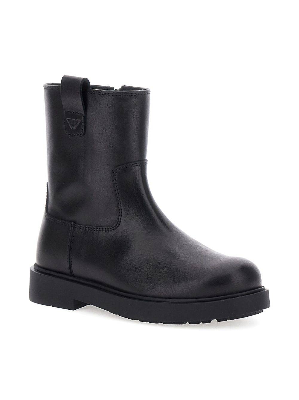 Emporio Armani Kids - boots med dragkedja - barn - kalvskinn/kalvskinn/termoplastisk polyuretan (tpu) - 34 - Svart