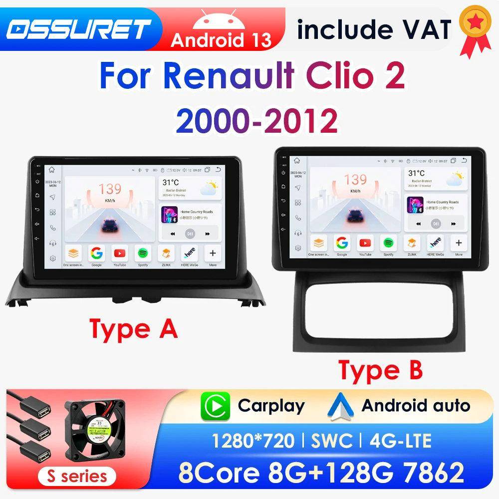 Ossuret Bil Intelligenta System Carplay Android Bilradio för Renault Clio 2 2000-2012 Multimedia Videospelare WIFI Intelligent Skärm Bilradio RDS