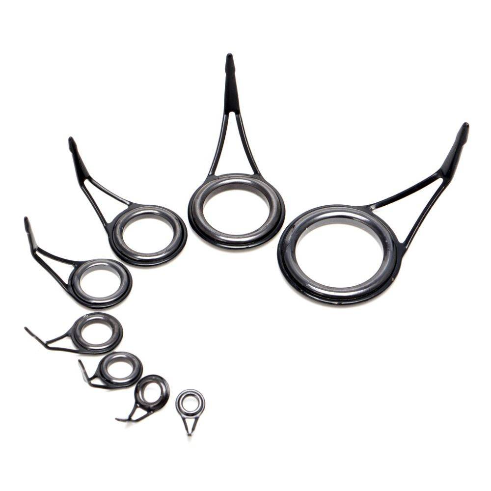 5 st 3 mm-23 mm innerdiameter Vintage Ovala Fiske Toppringar Fiskelina Förare Ögon Set Fiskespö Förare Spö Reparationskit black
