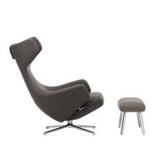 Vitra - Grand Repos Low  Panchina 750, Aluminium Polished Base, Back/Seat Leather Premium L40 Umbra Grey - Lænestole - Antonio Citterio - Grå - Ned/Læder/Metal/Skum/Plast