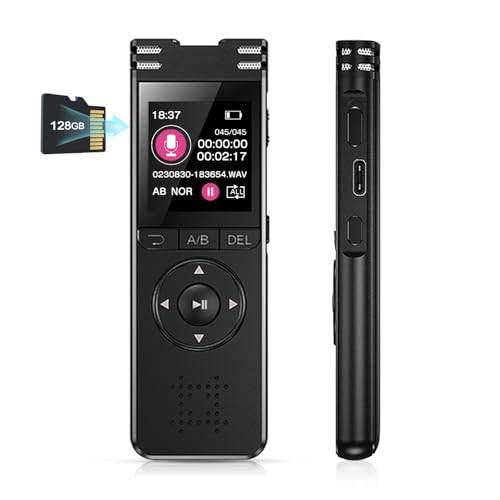 TDW Voice Recorder, IC Recorder with 128GB Capacity and 52 Hours of Continuous Use. Ultra-Compact, High-Capacity, Long Recording Time, 1536kbps Sound