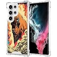 CHUANSHI Genomskinligt fodral till Samsung Galaxy S24 S23 S23+ S22 S22+ S21 S21+ S20 S20+ S10 S10+ S9 S9+S8 S7 edge Plus Ultra FE S10e 4G/5G Buffalo-BT23 halkfri fyra hörnstötfångare