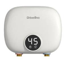 Briwellna strömlinjeformad elektrisk varmvattenberedare 5,5 kW, underdisk, tanklös varmvattenberedare, användningspunkt med digital skärm, ovan/under disk på-begäran varmvattenberedare 220 V (vit)