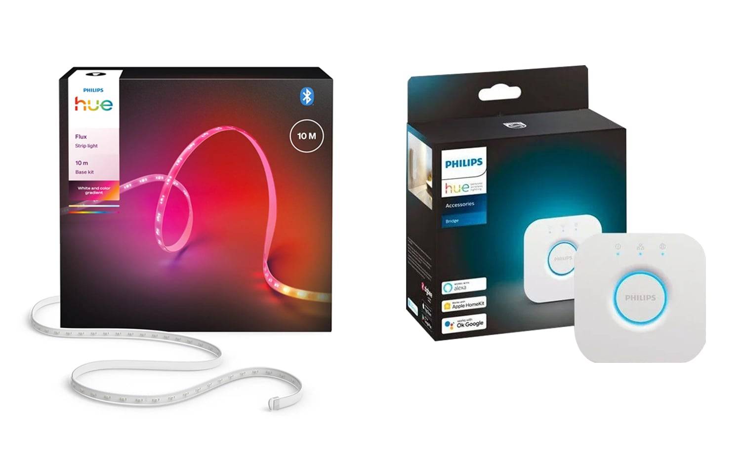 Philips Hue - Flux Lightstrip 10m & Hue Bridge 2.1 - Bundle - Fri fragt og klar til levering - Prismatch