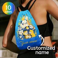 1pc Customized Personalized Name Drawstring Backpack, Cartoon Element Design, Exclusive Travel Bag, Lightweight Drawstring Backpack Suitable For Sport - Multicolor - L,M,S