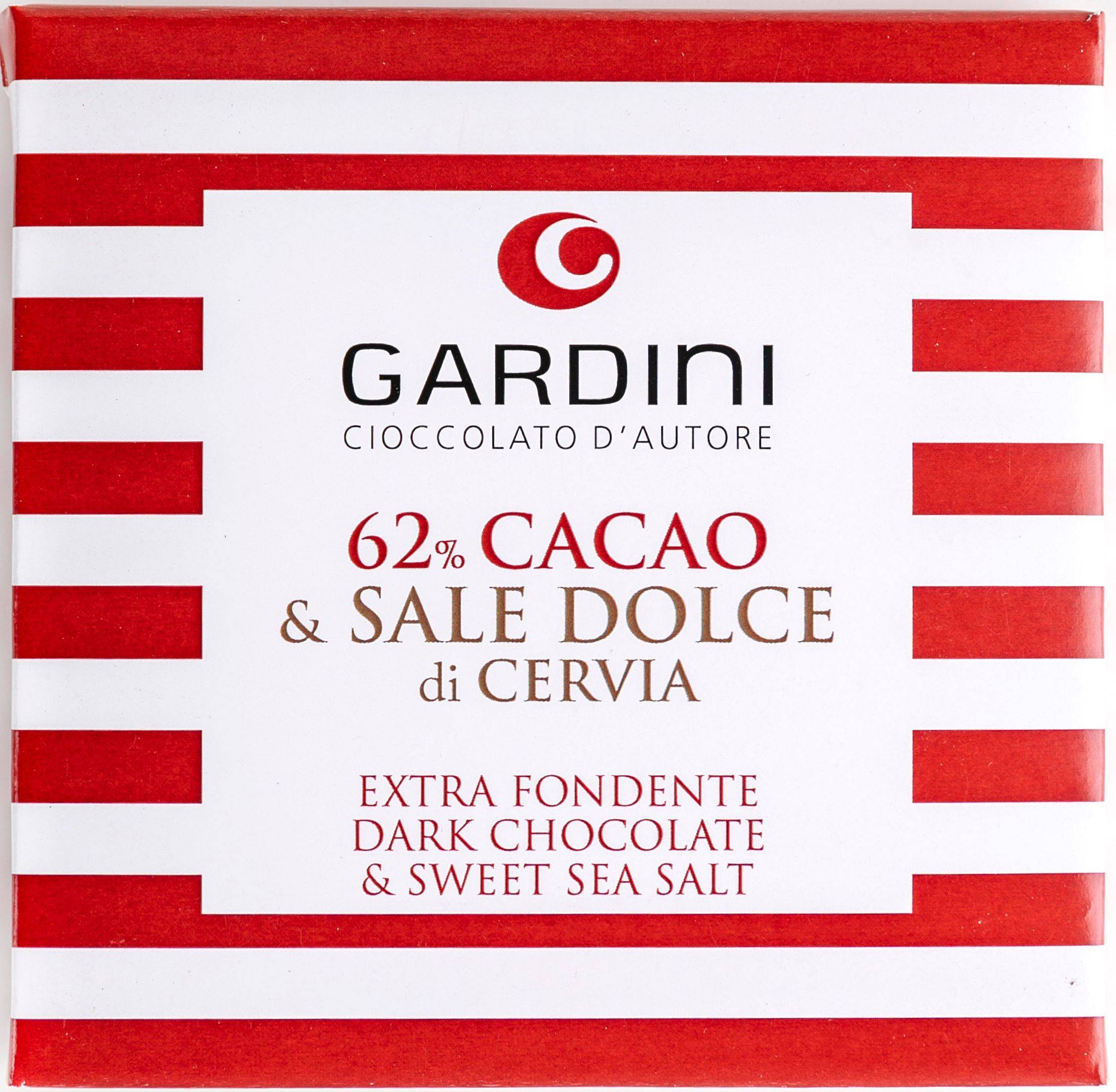Gardini - Prisbelönad exklusiv mörk choklad med havssalt - 62% kakao (50 gram)