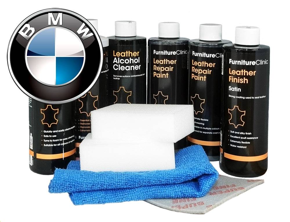 Läderfärg till BMW:s bilklädslar | Stort Kit för Läderinfärgning | Furniture Clinic - BMW Topaz Blue